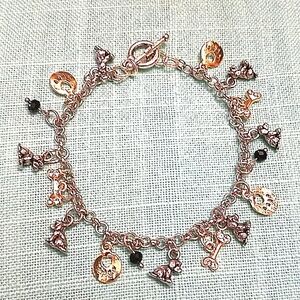 Bracelet charm dog Crystal silver gold plate New